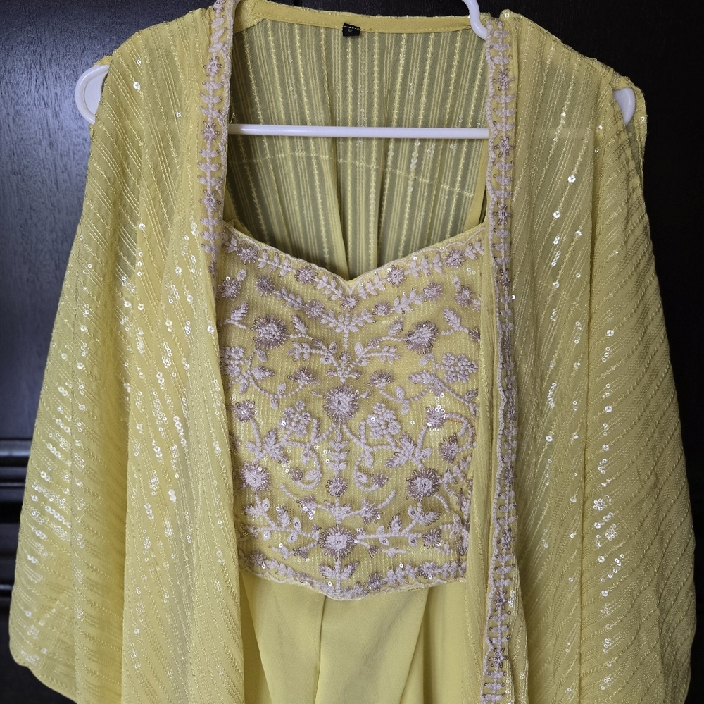 Yellow Embroidered Dress with Sequins